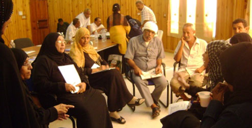 A group discussion at a workshop in Aden