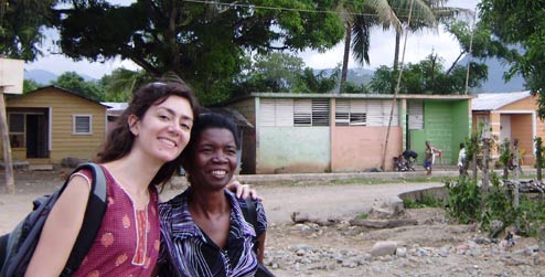 Development worker Raquel Casares and friend