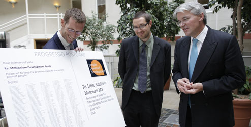 James Truby joins Progressio is handing in our MDG petition to Andrew Mitchell