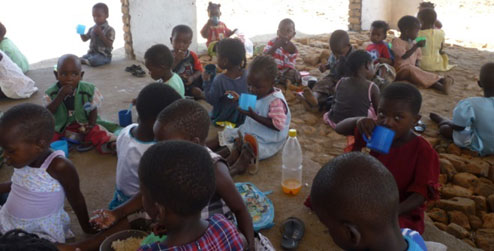 Children having their snacks at breaktime