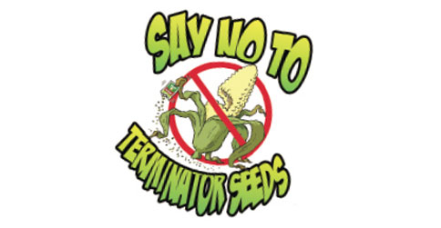 logo for Say No to Terminator Seeds campaign