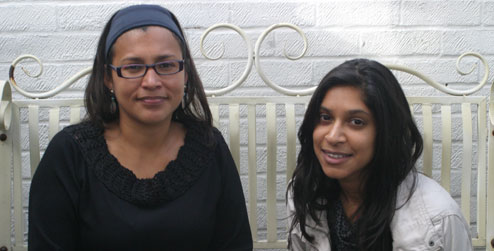 Shaheen and Lizzete outside