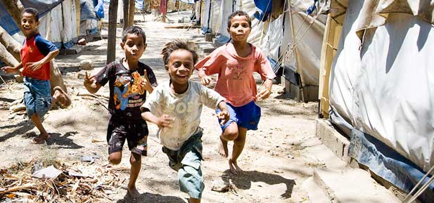 Timor boys running home