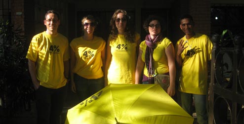Progressio and Christian Aid staff in yellow t-shirts