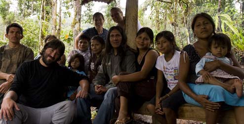 Jo Barrett with a family in Ecuador