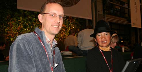 Progressio's advocacy manager Tim Aldred with Fabiola at the Copenhagen conference