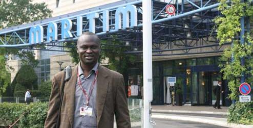 Innocent Ogaba outside the conference centre in Bonn