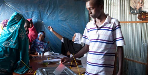 Young man voting in Somaliland