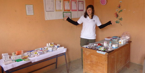 Sinead with medicines on tables