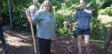 Linda Cross and Jessica Gillson in school grounds, El Salvador