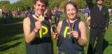 Jeremy Robson and Vicky Schutzer-Weissmann after completing the Royal Parks 2013