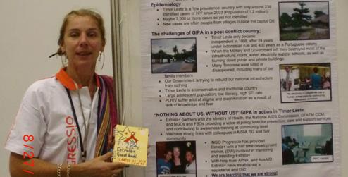 Fi Oakes is pictured at an awareness-raising stand