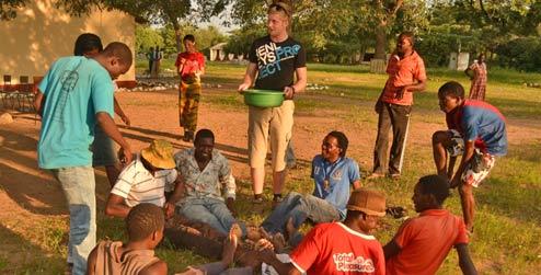 UK volunteer Michael with the bucket game