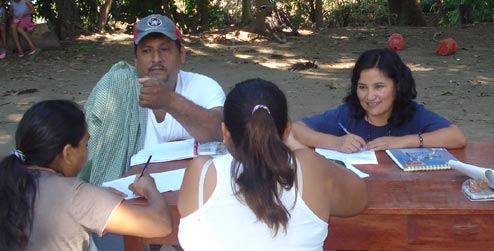 People judging a trash collection competition