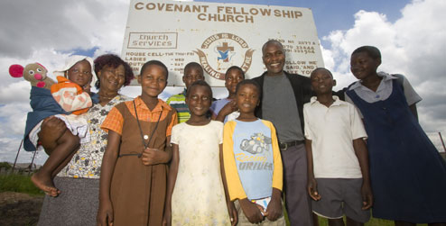 Group outside community centre