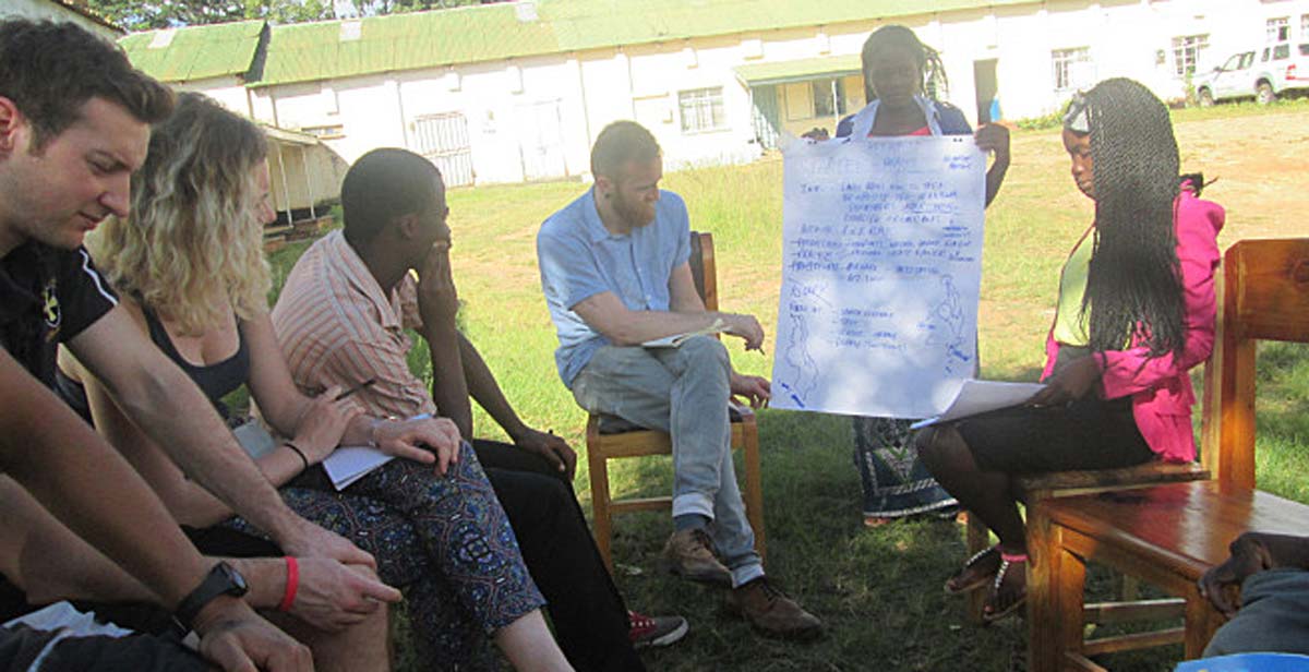 Working outside in the sun on how to plan our sessions