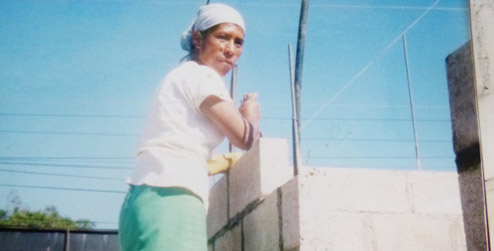 Woman building the bakery