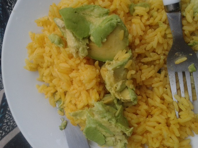 Avocado and rice. Simple and filling.