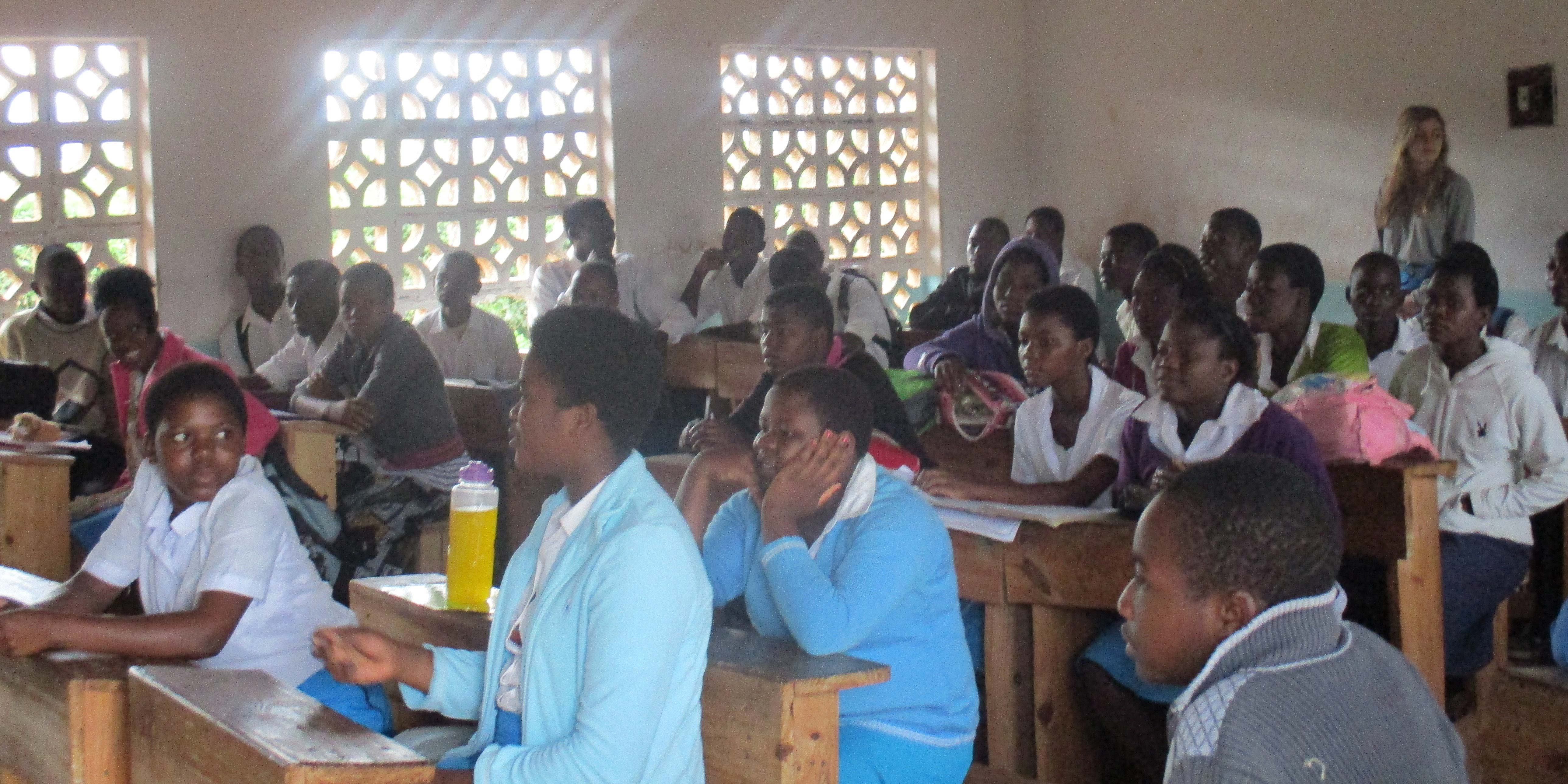 Female students paying attention to one of the sessions conducted by ICS volunteers	