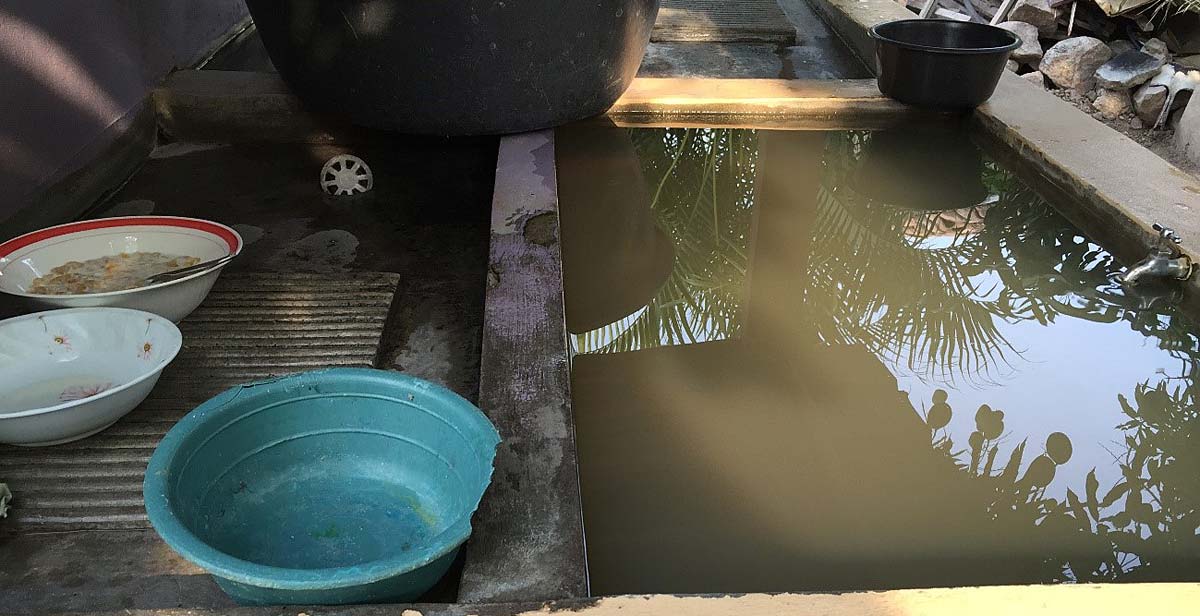 The pila which holds the water we use for showers, washing dishes and clothes 