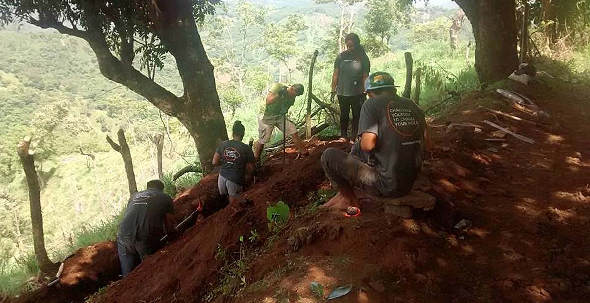 Volunteers doing bio-construction work