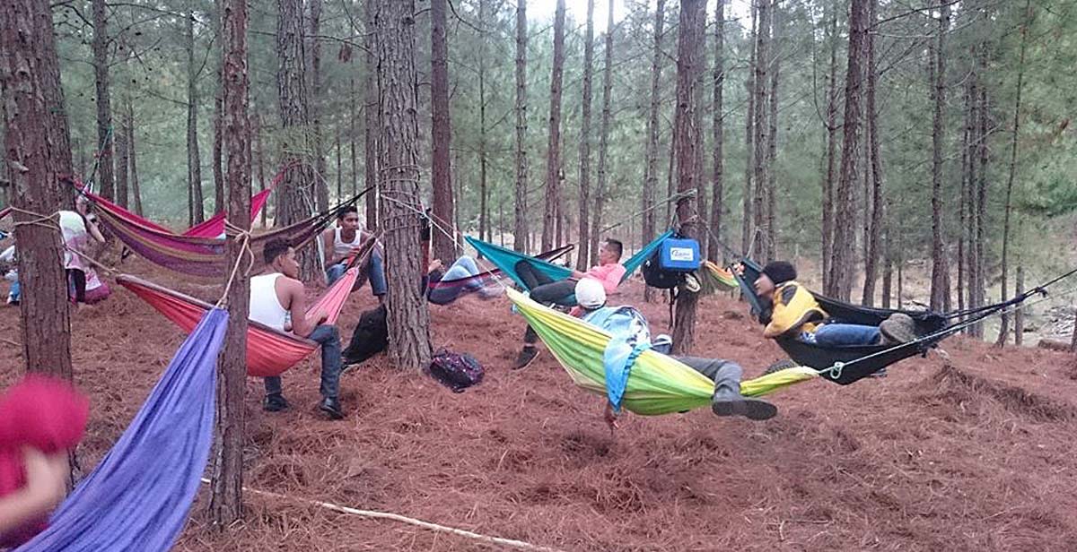 Volunteers enjoying hammocks   