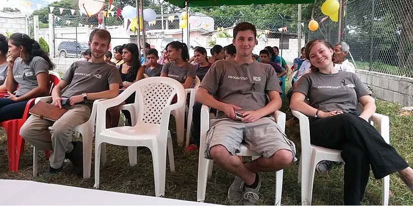 Jolyon with fellow volunteers Ellen and Daniel at the International Volunteer Day celebration on 5 December 2014