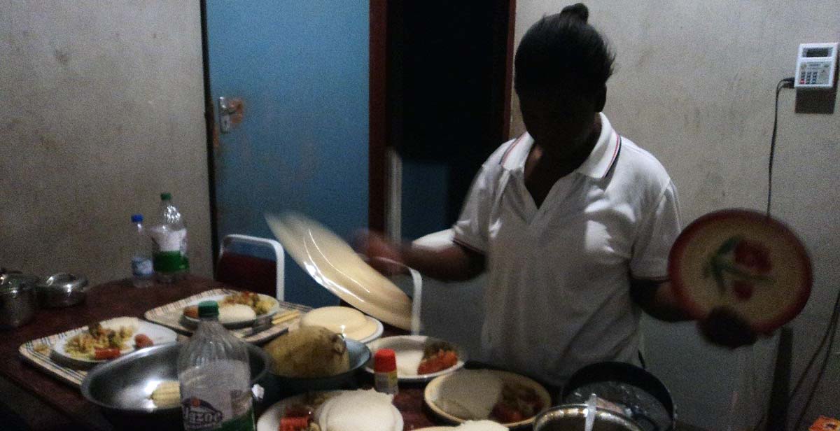 Helen’s host mum preparing our delicious food