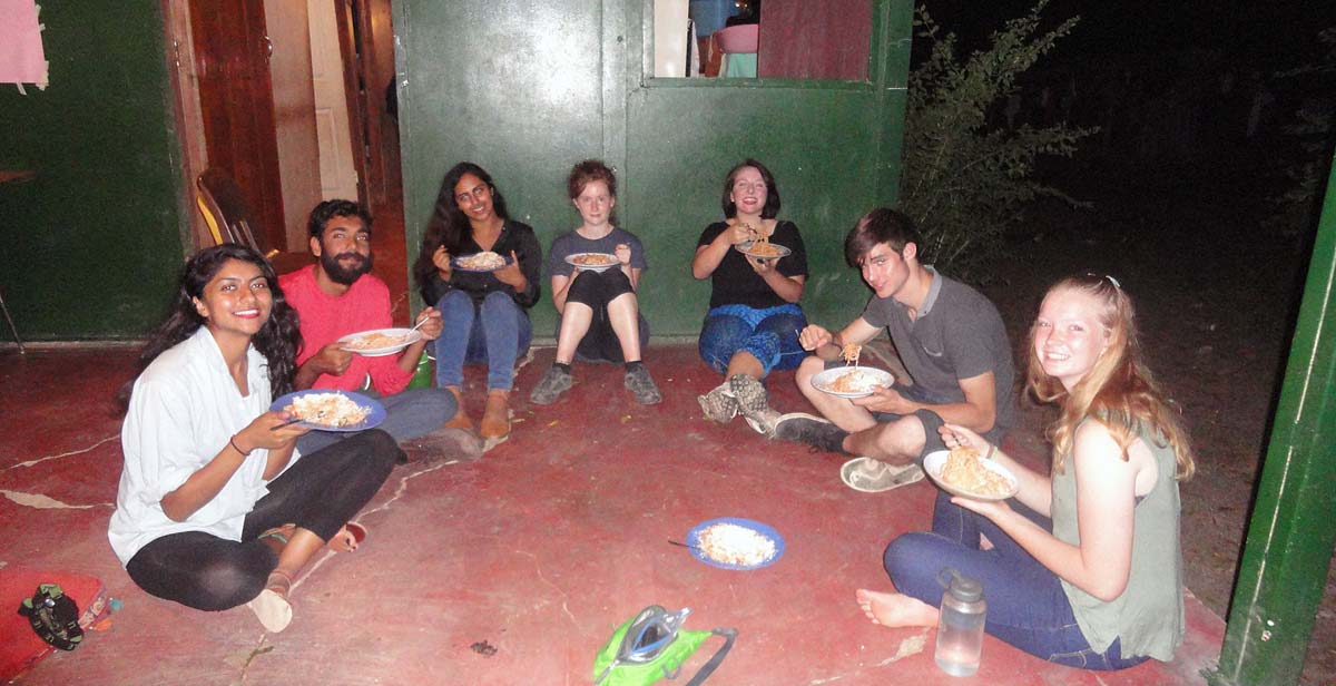 Volunteers at the curry night