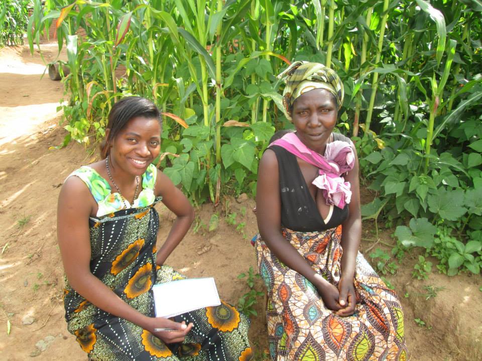 Two women in a village in Malawi, Progressio ICS Malawi