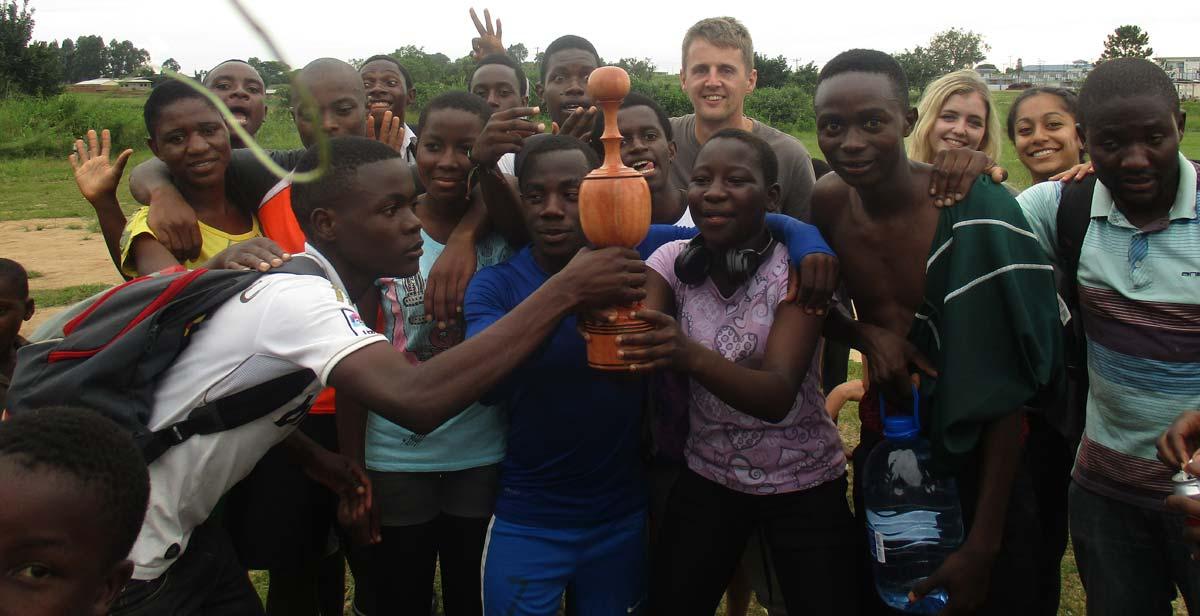 Our last community awareness campaign, where we had schools competing in a football tournament but with mixed teams of boys and girls to promote gender equality.