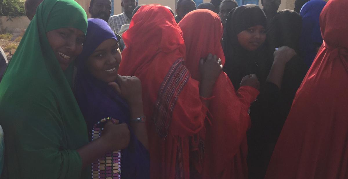 Young women queue to register their vote in Hargeisa