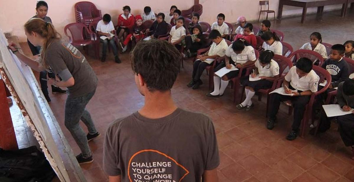 English class in the local school with grades 4-6