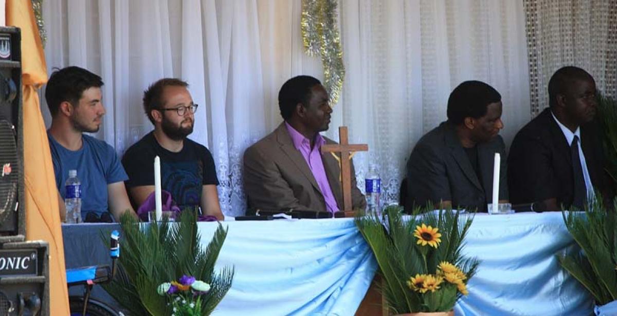 Some of the volunteers were invited to sit on the stage at the pre-school graduation as guests of honour.