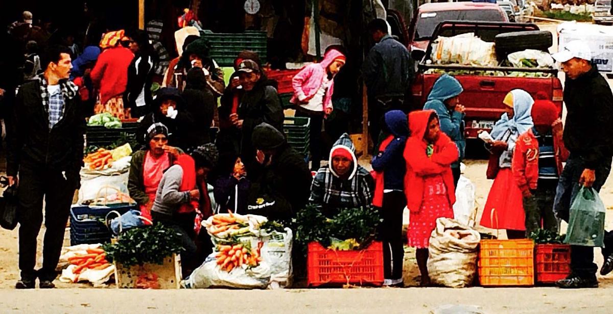 Honduran women selling produce at a market in La Esperanza