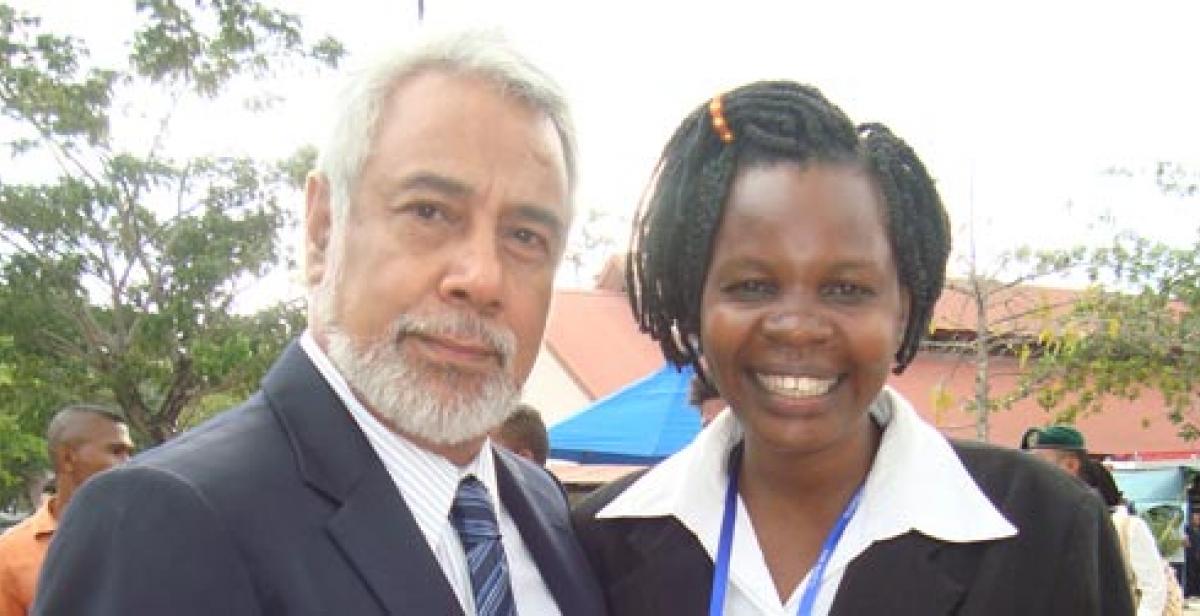 Development worker Margaret Happy with the Prime Minister of Timor-Leste