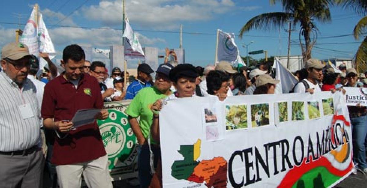 Climate justice campaigners at 2010 climate summit in Cancun