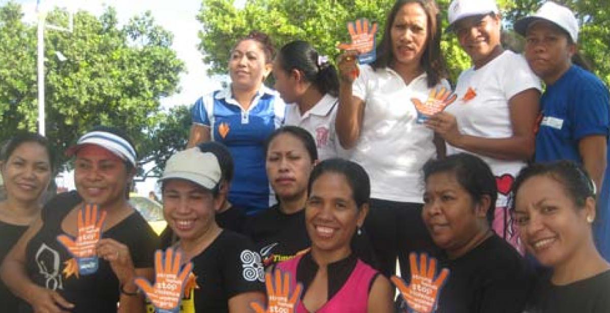 Women campaigning against domestic violence on International Women&#039;s Day in Dili