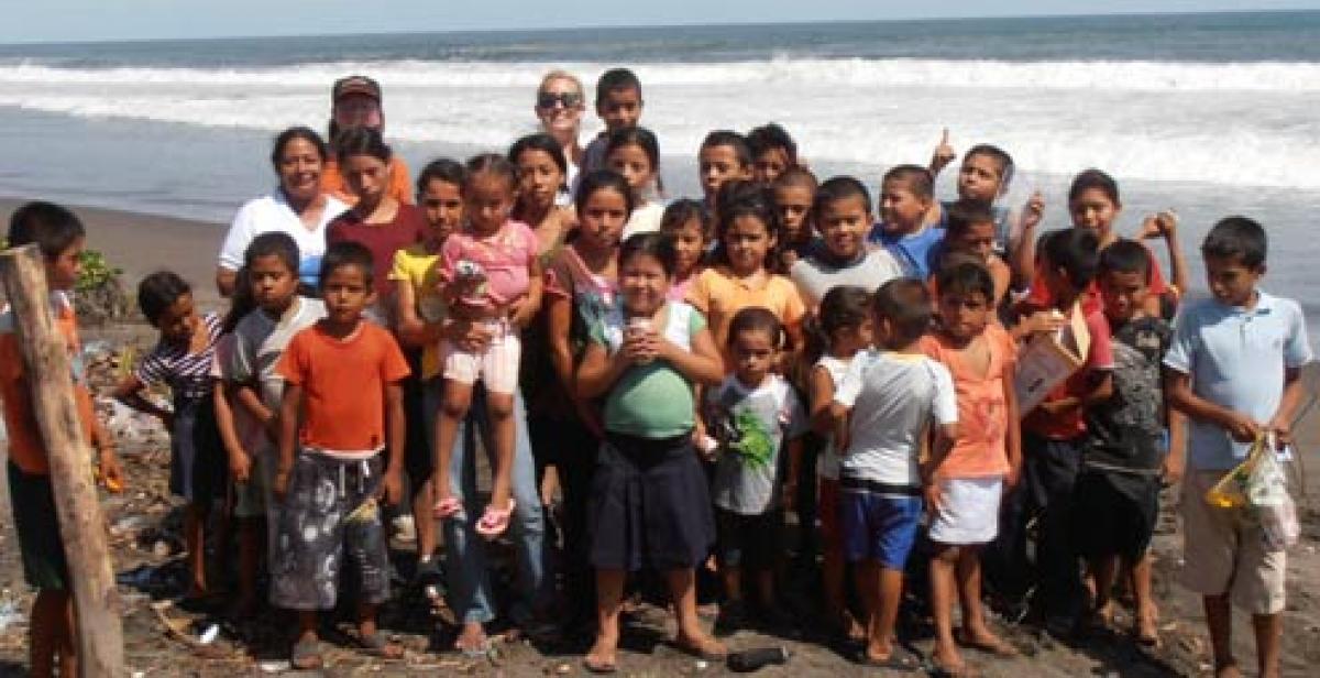 Kids on the beach at El Tamarindo, El Salvador