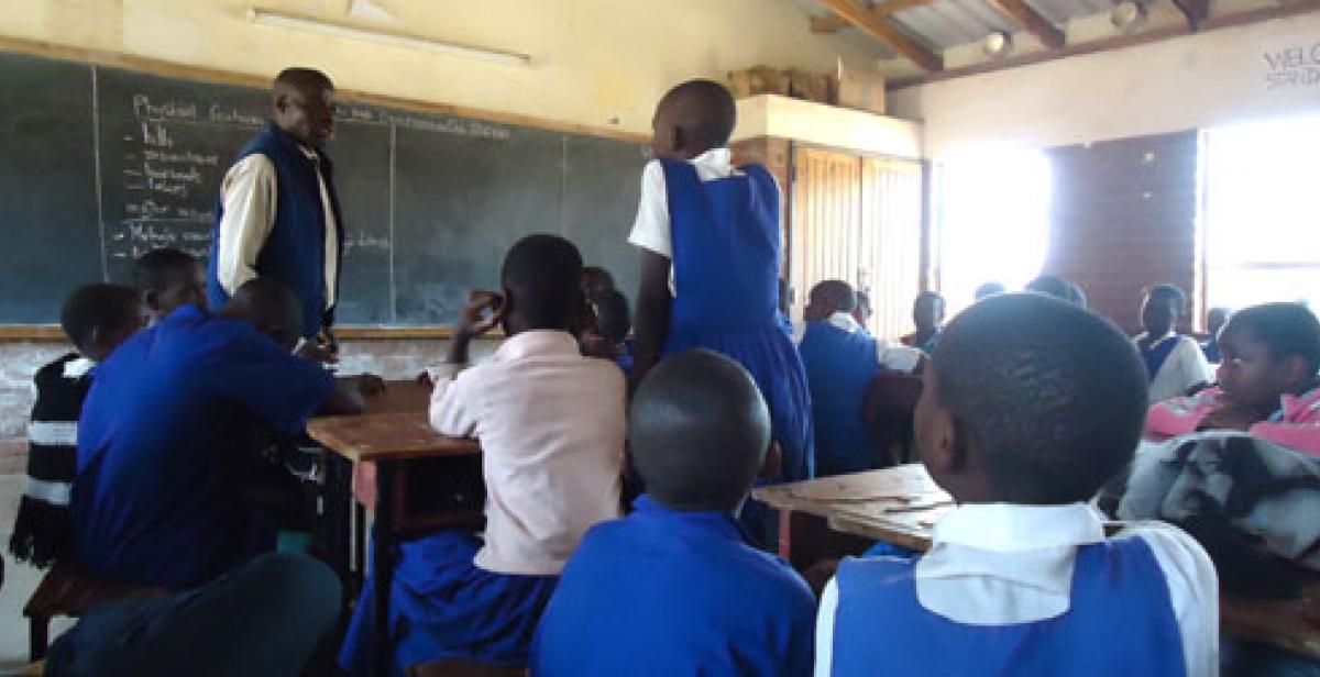 A classroom in a school in Malawi