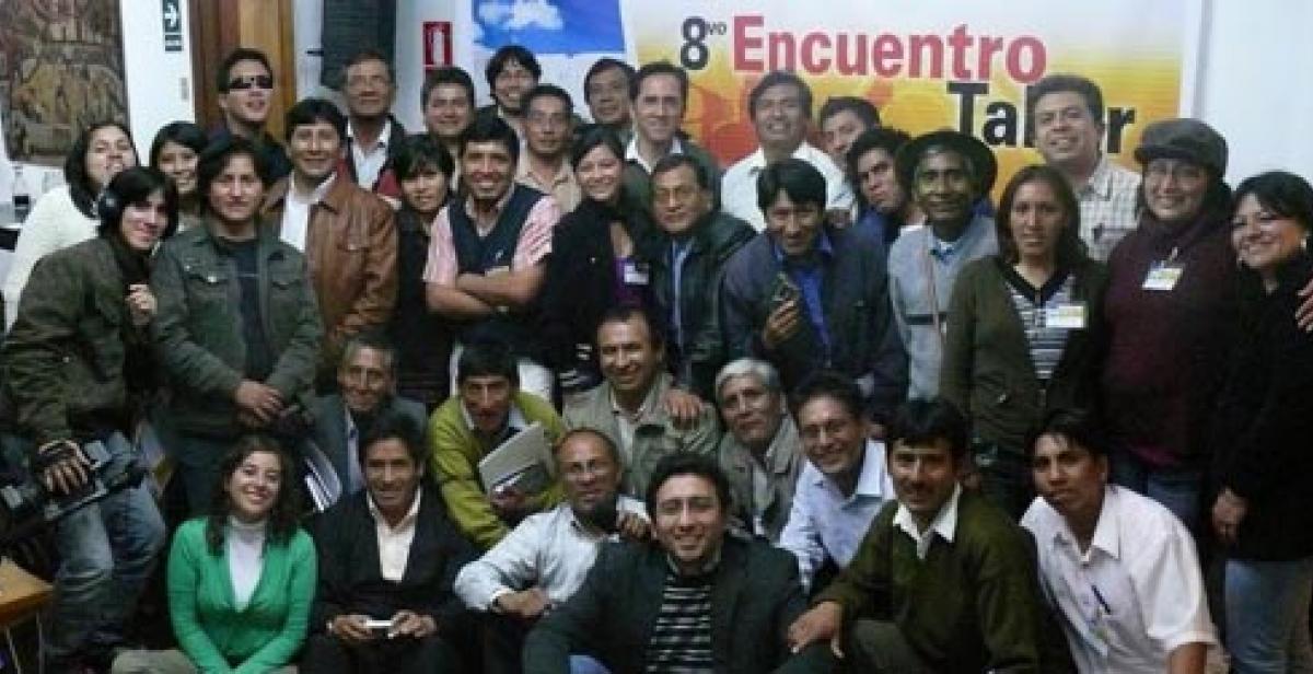 Participants at a radio network meeting in Peru