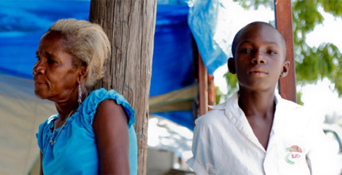 A woman and boy in Haiti