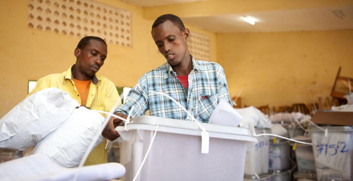 Checking ballot boxes after Somaliland local elections