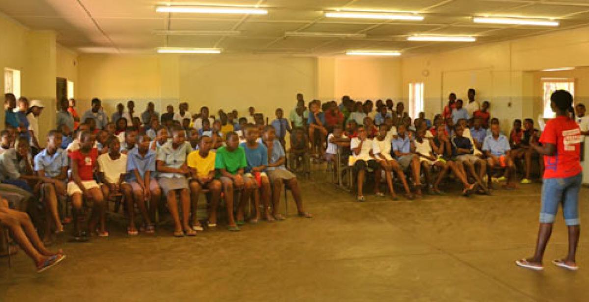 Katrine presenting to Binga High