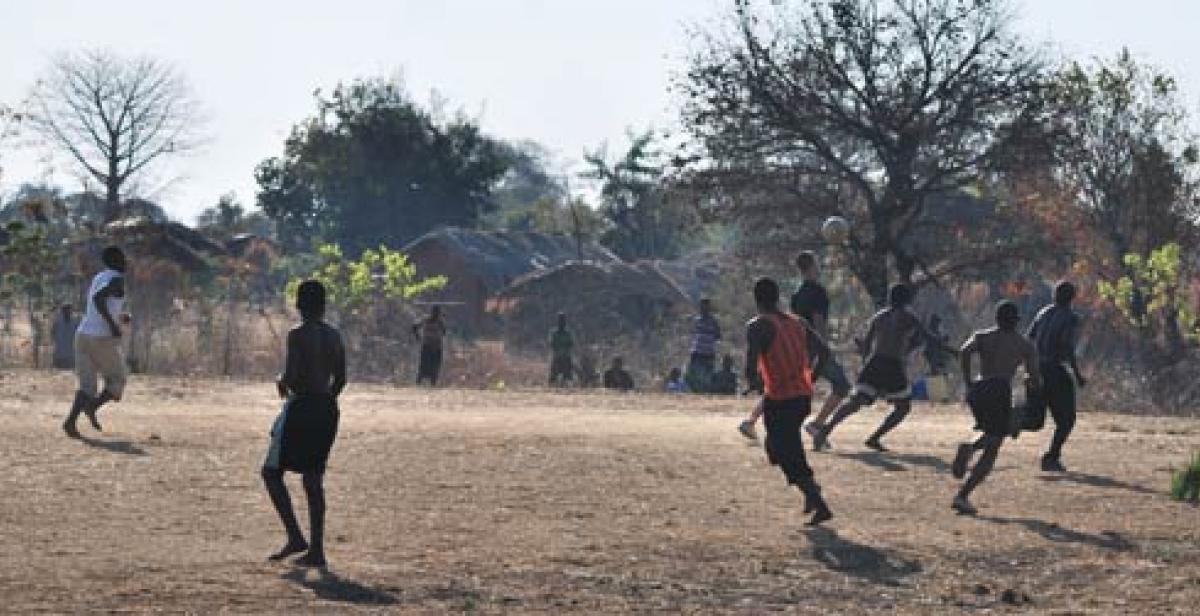 A football match at a village in Malawi