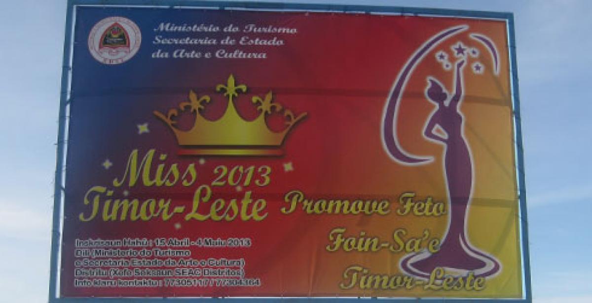 A billbord advertising Miss Timor-Leste pageant