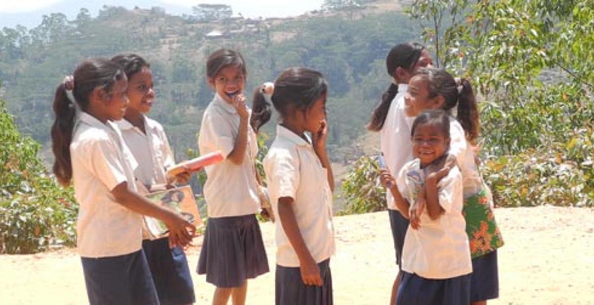 School girls in a rural area of Timor-Leste