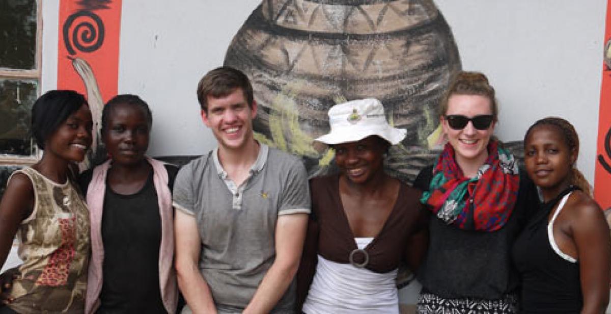 Peter with community members in Zimbabwe