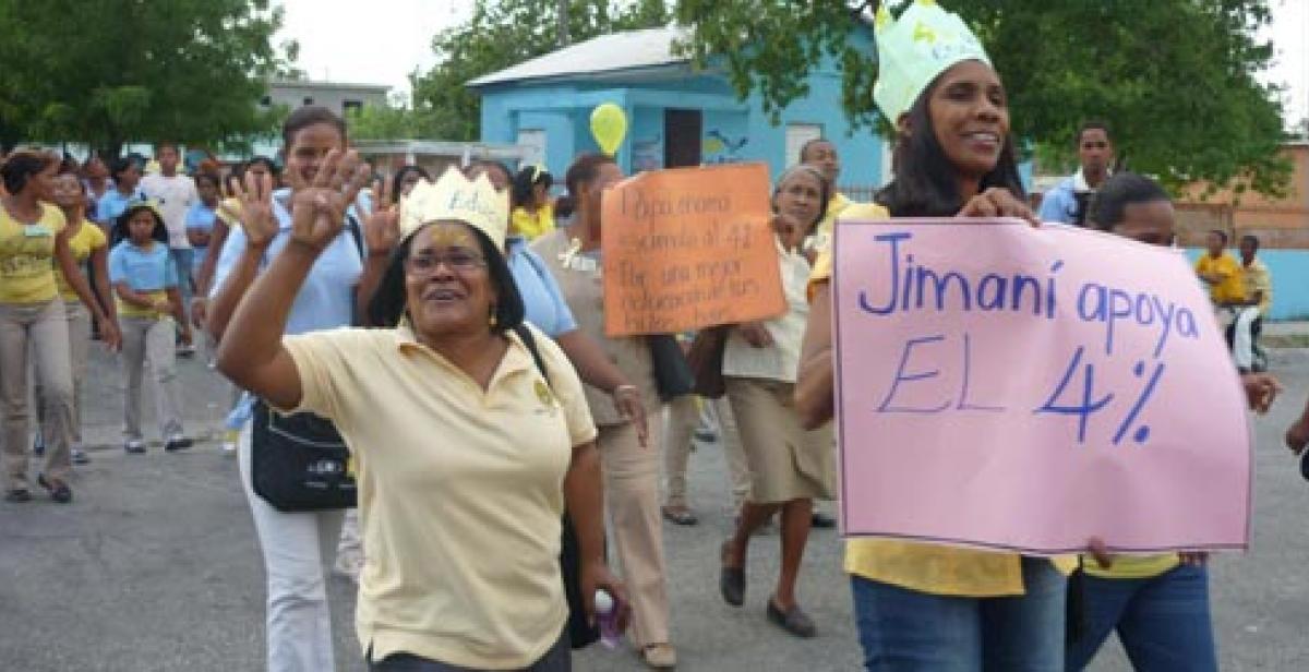 Women demonstrate in Jimani in Dominican Republic