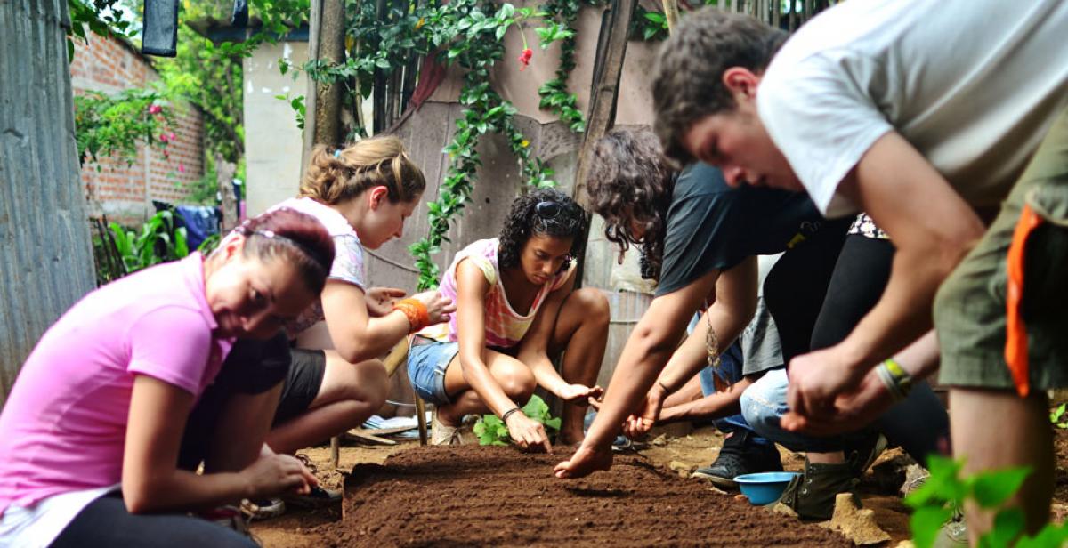 Volunteers involved in gardening project